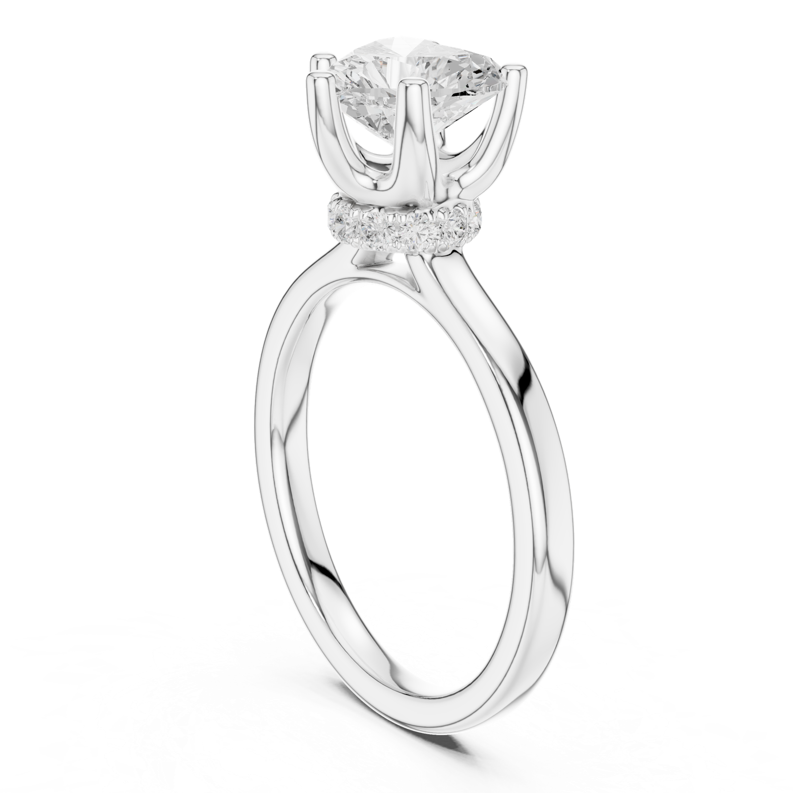 Gold Ring DDLR-176, Heart center stone, White Gold, view 1
