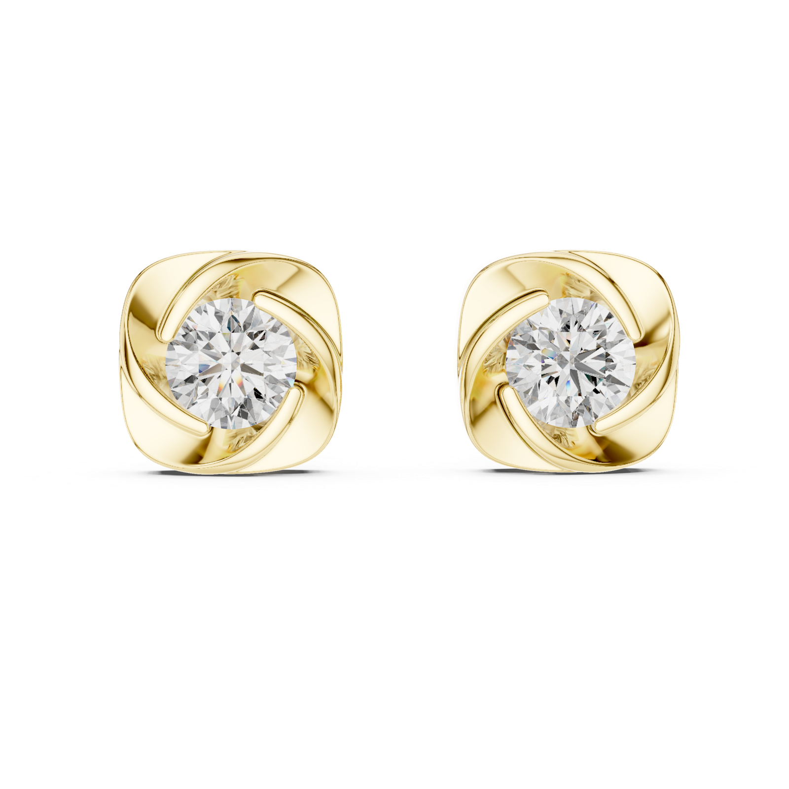 14K Solid Gold Lab Diamond Stud Earrings, Yellow Gold, view 4