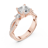 Gold Ring, Cushion center stone, Rose Gold, view 2