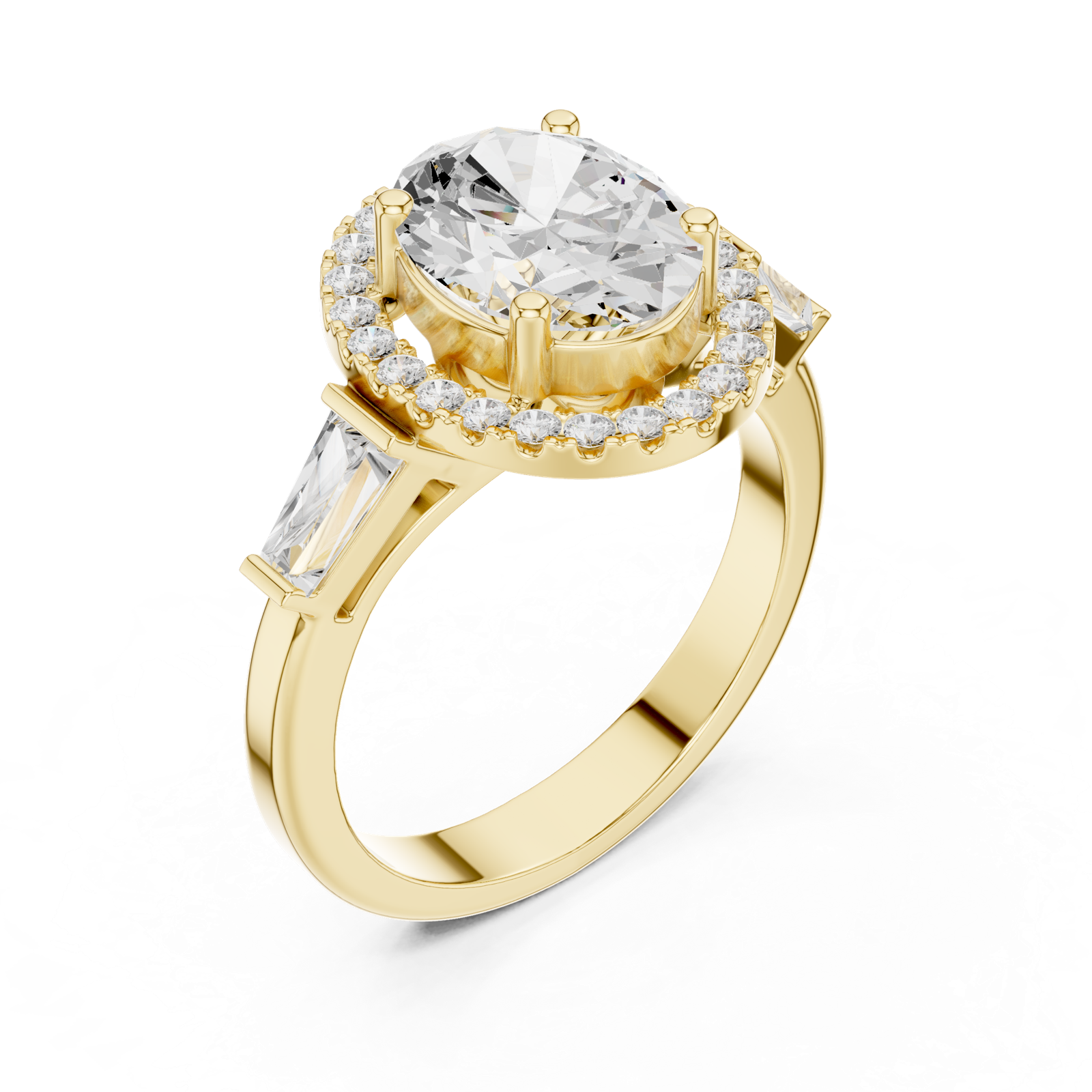 Gold Ring DDLR-342, Oval center stone, Yellow Gold, view 2