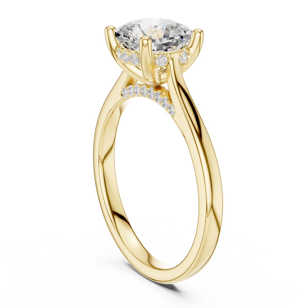 14K Solid Gold Lab Diamond Solitaire Ring, Yellow Gold, view 1