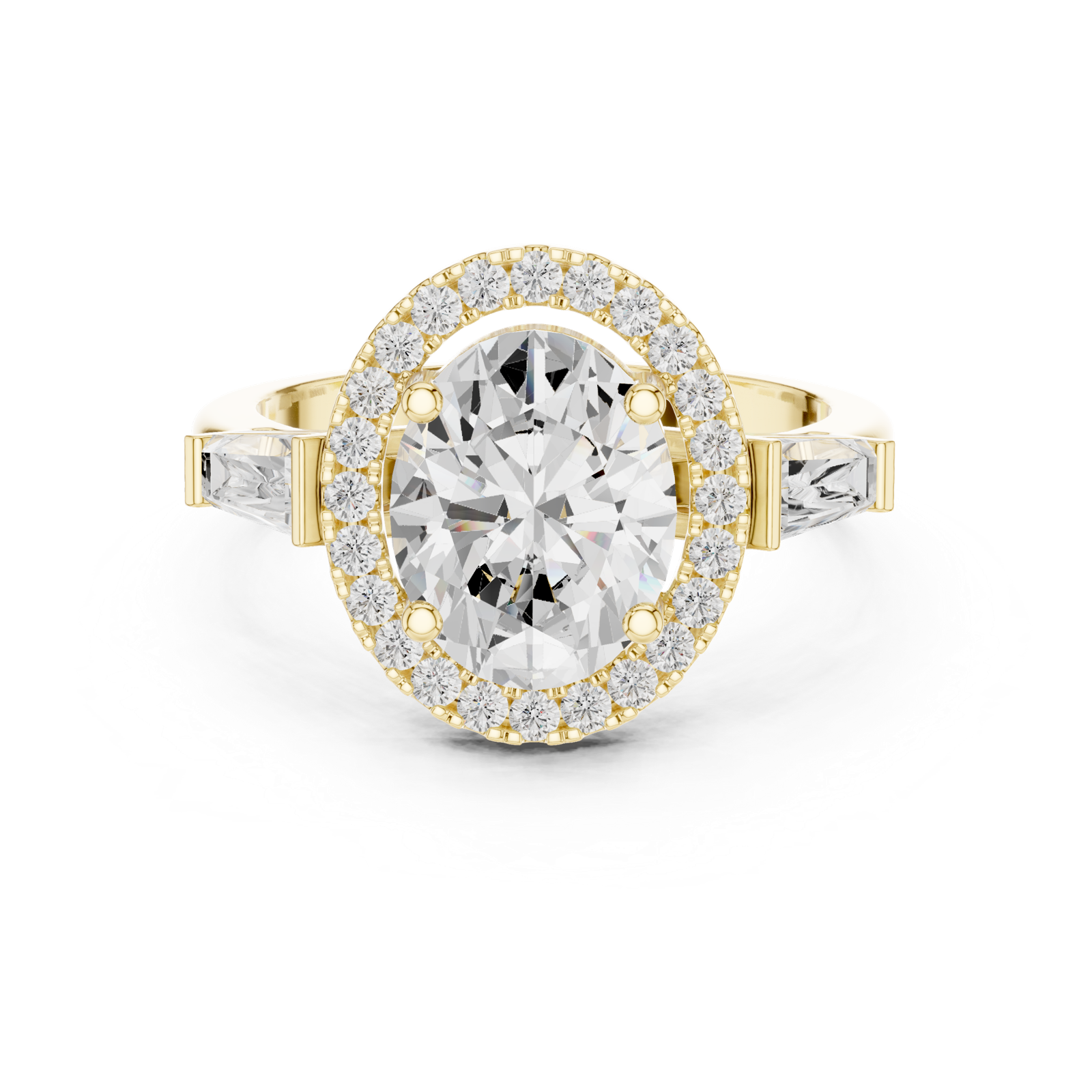 Gold Ring DDLR-342, Oval center stone, Yellow Gold, view 4