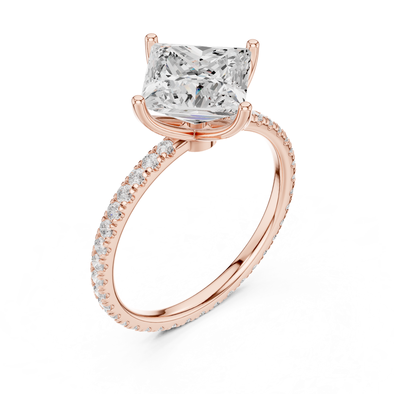 Gold Jewelry L36-16, Princess center stone, Rose Gold, view 2
