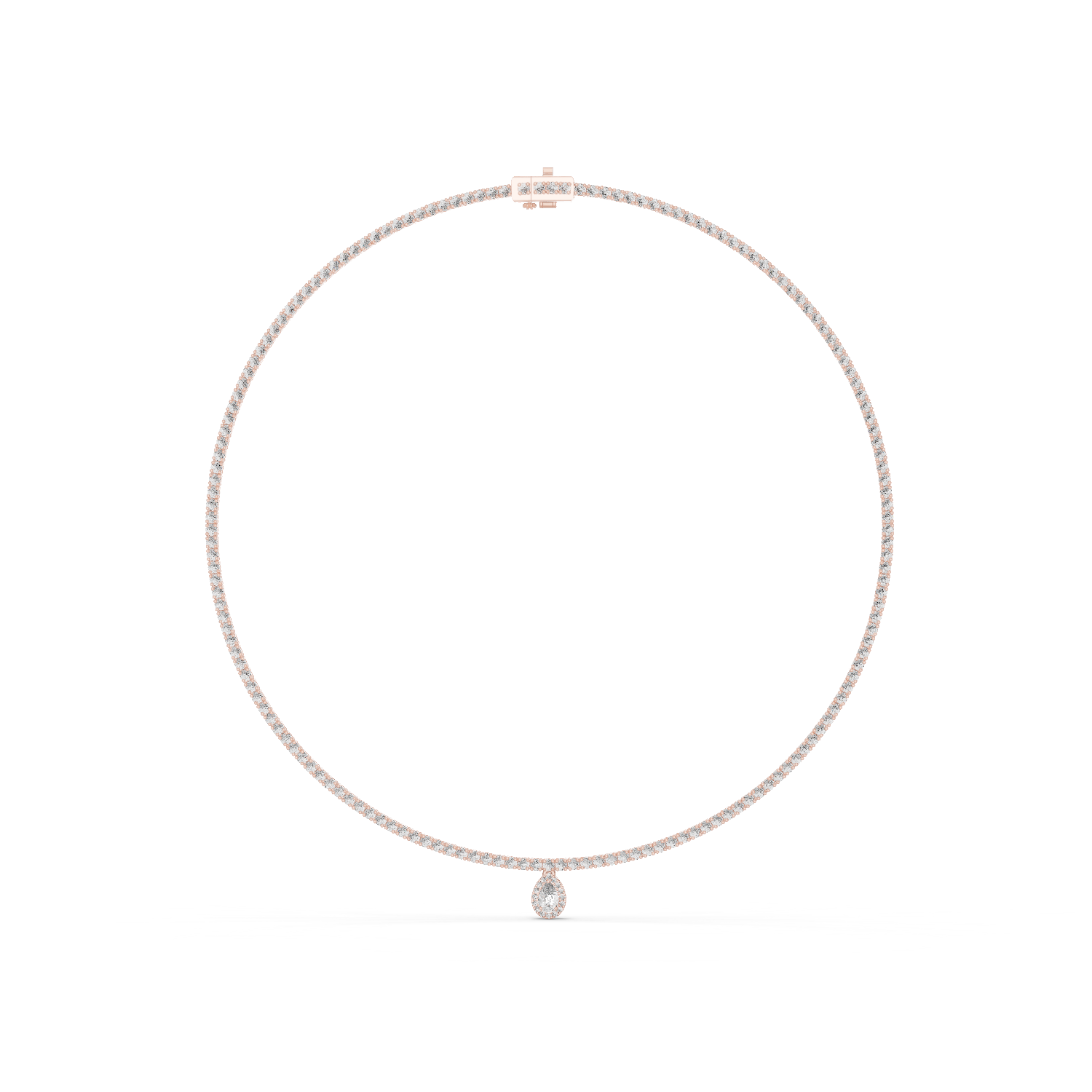 14K Solid Gold Lab Diamond Solitaire Pendant Necklace, Rose Gold