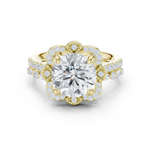 Gold Ring DDLR-442, Round center stone, Yellow Gold