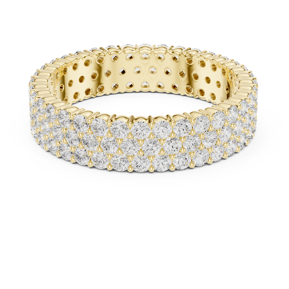 14K Solid Gold Lab Diamond Eternity Ring, Yellow Gold
