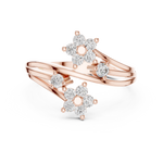 14K Solid Gold Lab Diamond Flower Cluster Ring, Rose Gold