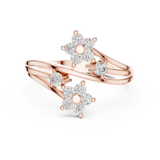 14K Solid Gold Lab Diamond Flower Cluster Ring, Rose Gold