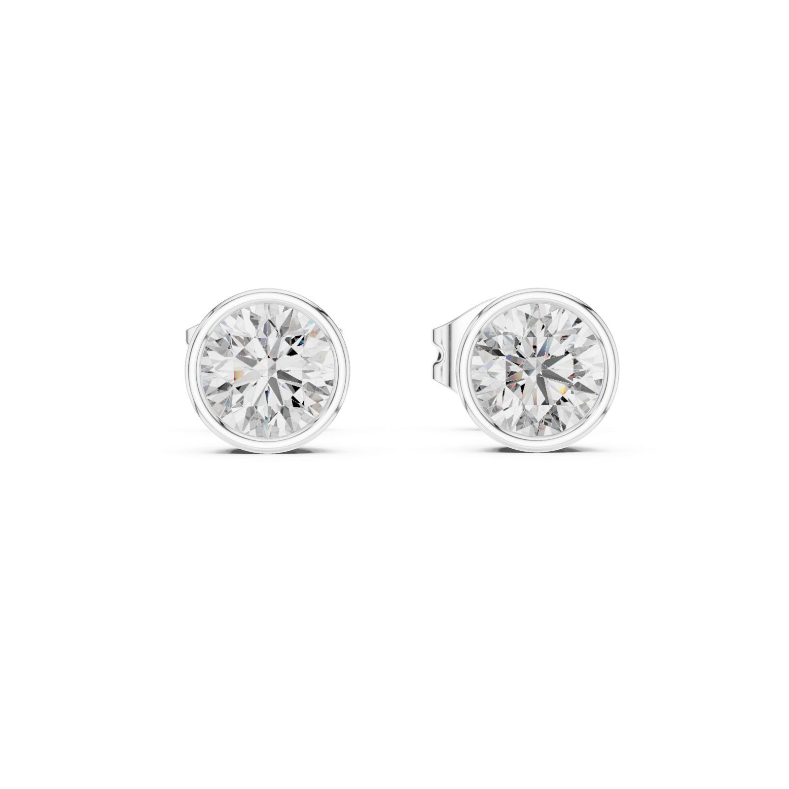 14K Solid Gold Lab Diamond Stud Earrings, White Gold