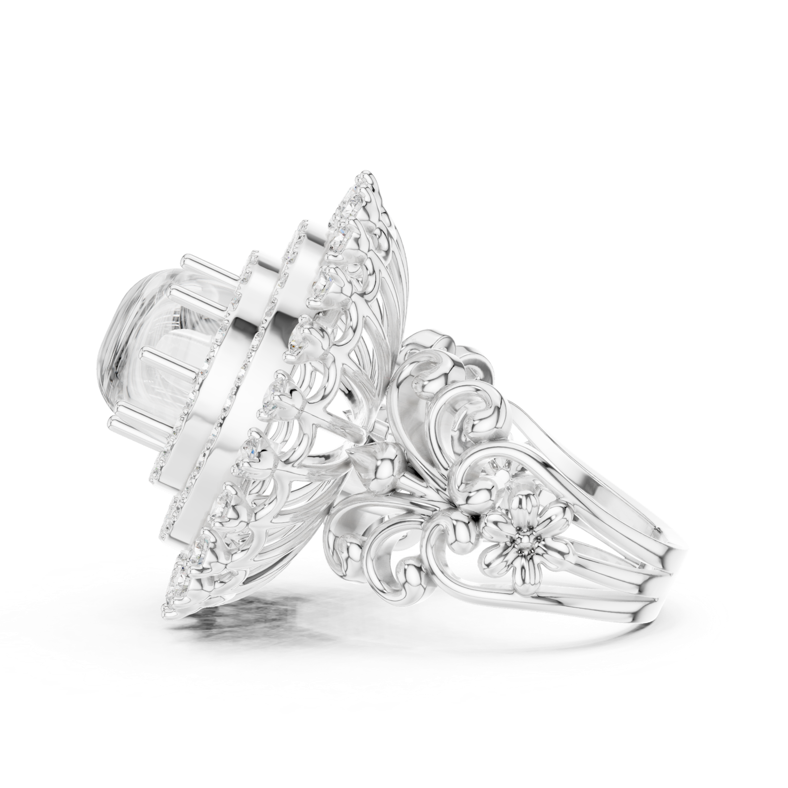 Gold Ring DDLR-749, White Gold, view 3
