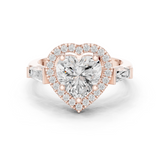 Gold Ring DDLR-342, Heart center stone, Rose Gold