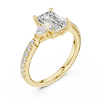 Gold Ring, Emerald center stone, Yellow Gold, view 2
