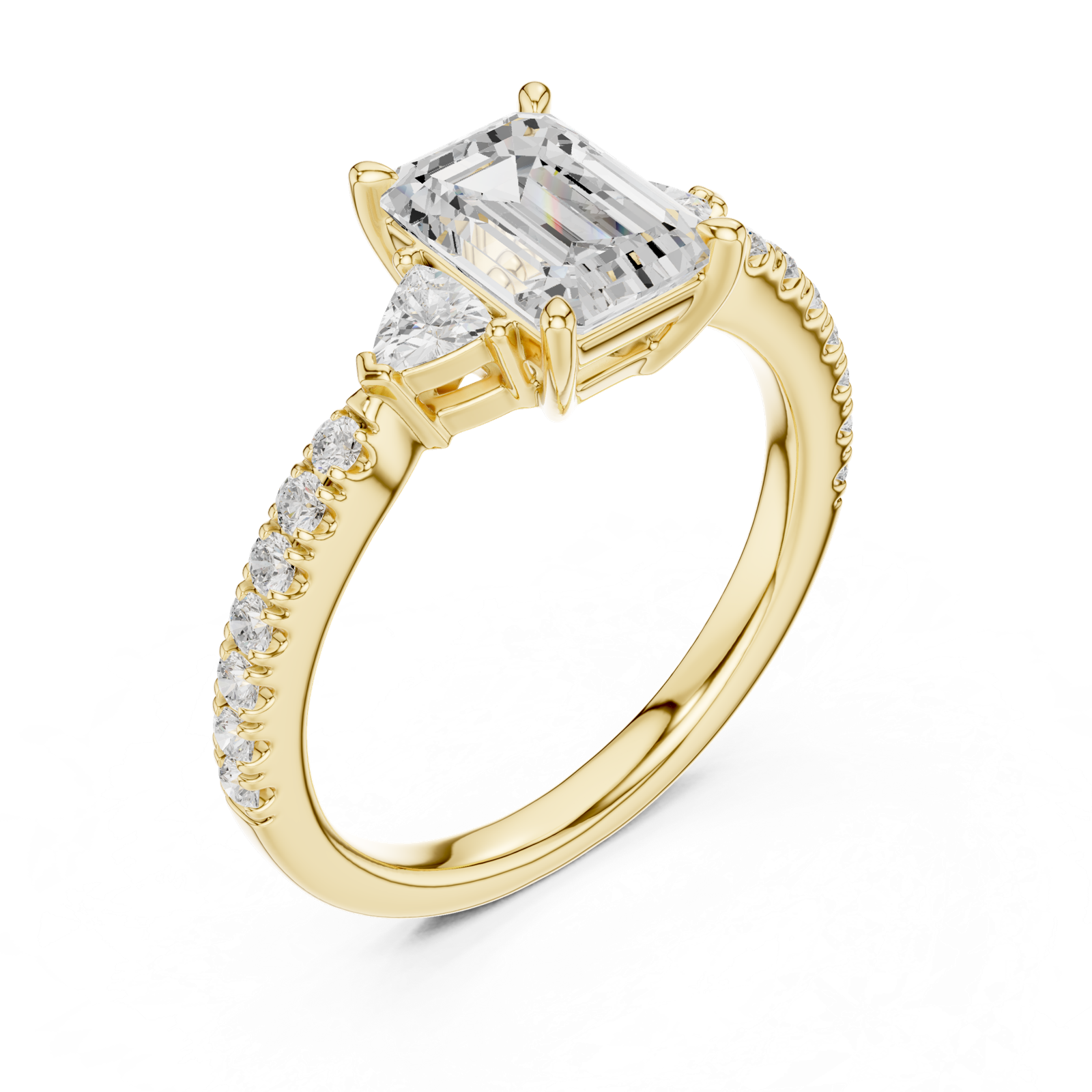 Gold Ring, Emerald center stone, Yellow Gold, view 2