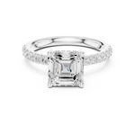 Gold Ring, Asscher center stone, White Gold, view 4