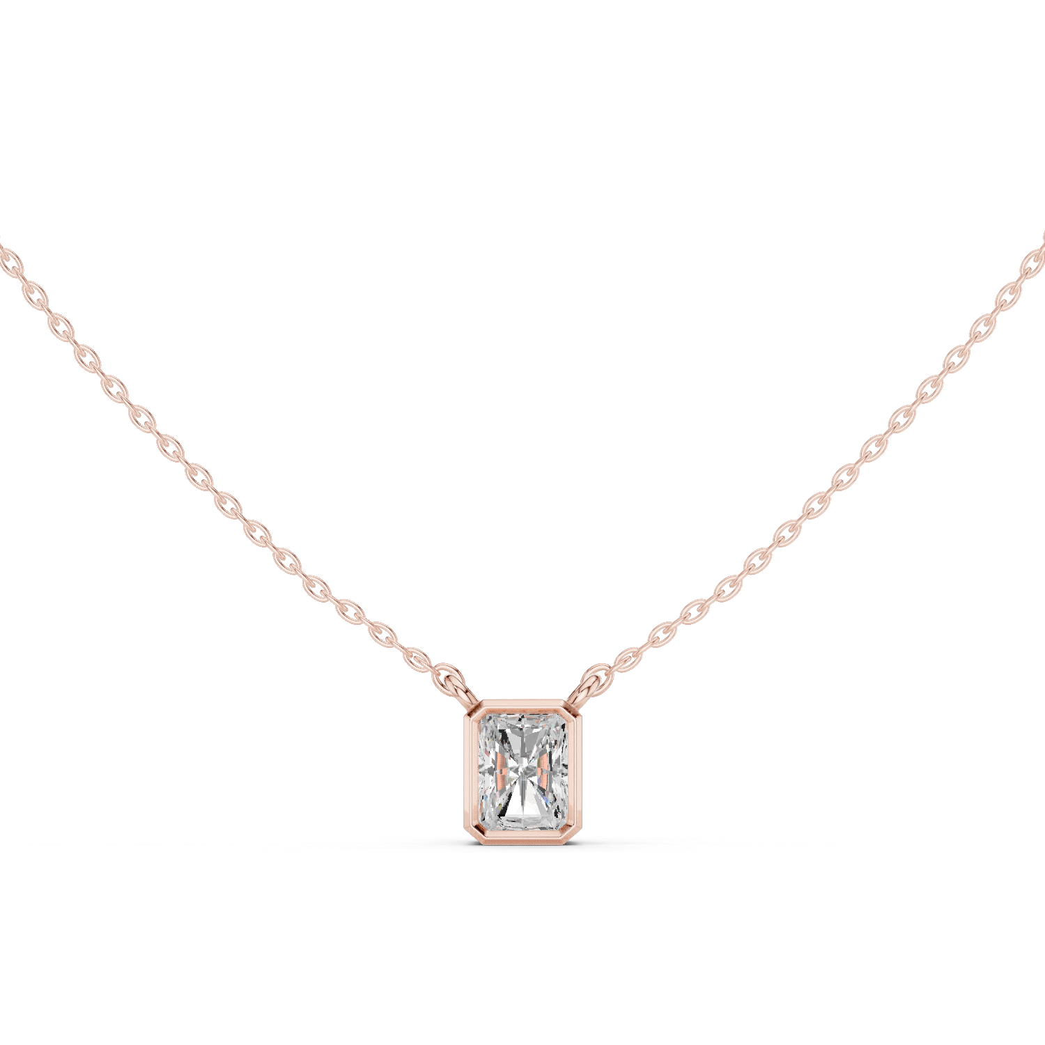Gold Jewelry DDPS-001, Radiant center stone, Rose Gold