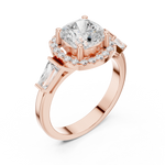 Gold Ring, Cushion center stone, Rose Gold