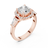 Gold Ring, Cushion center stone, Rose Gold