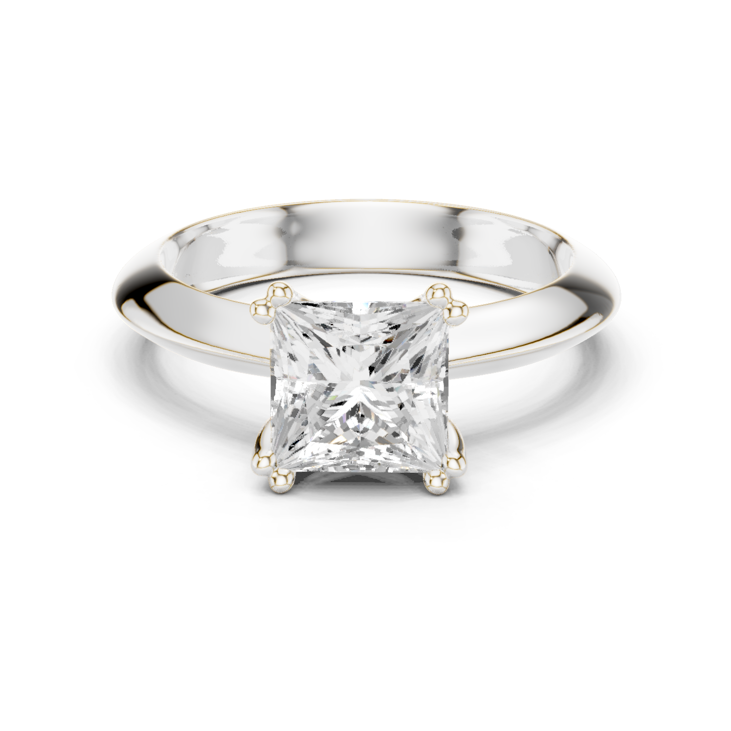 Gold Jewelry L36-8, Princess center stone, White Gold
