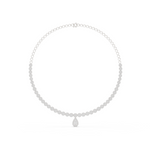 14K Solid Gold Lab Diamond Tennis Necklace, White Gold