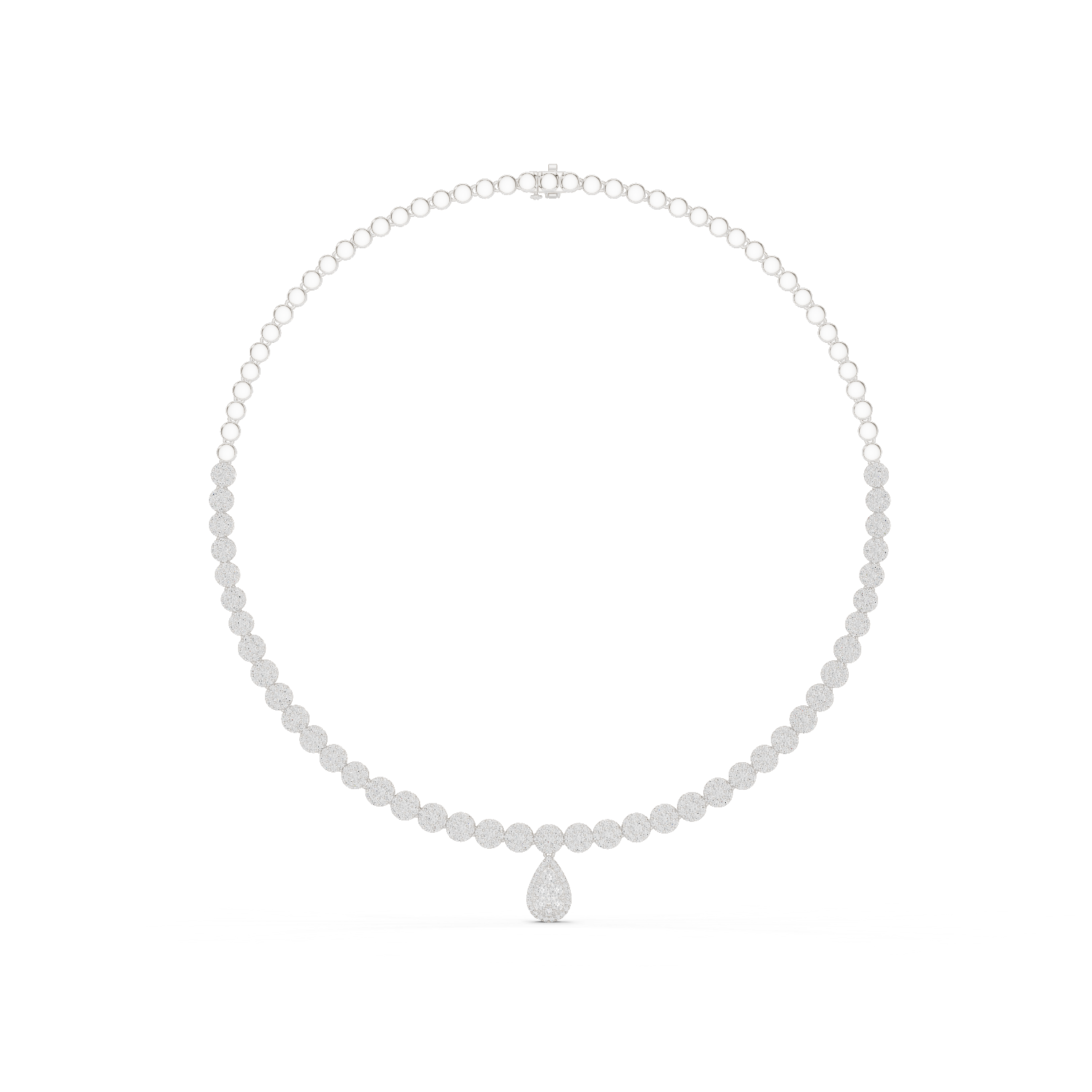 14K Solid Gold Lab Diamond Tennis Necklace, White Gold