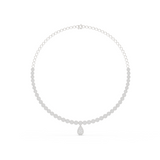 14K Solid Gold Lab Diamond Tennis Necklace, White Gold