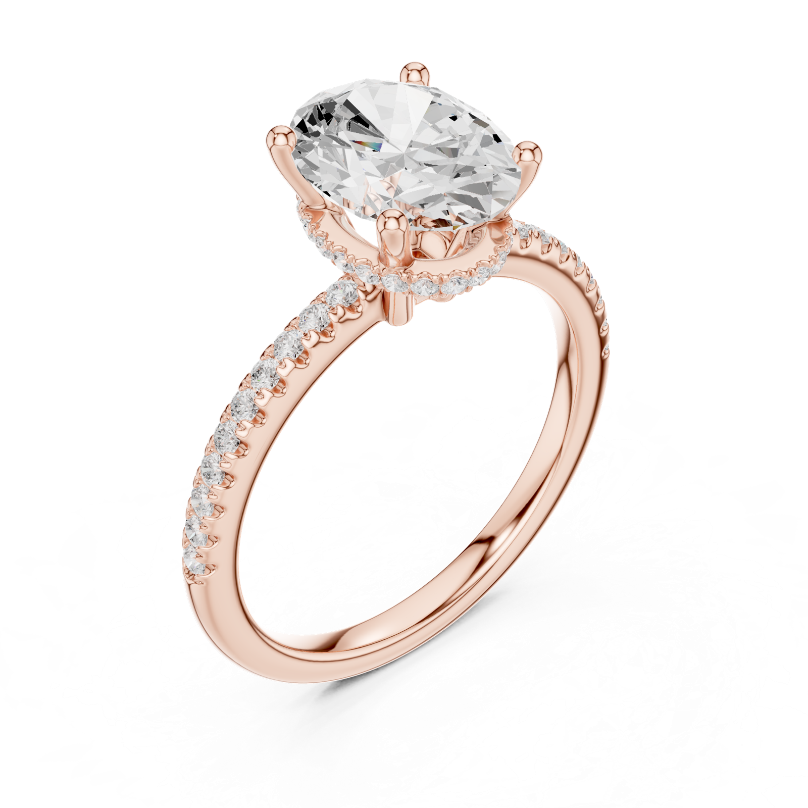 Gold Ring DDLR-177, Oval center stone, Rose Gold, view 2