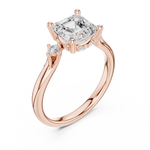 Gold Ring DDLR-164, Asscher center stone, Rose Gold, view 2