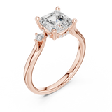 Gold Ring DDLR-164, Asscher center stone, Rose Gold, view 2