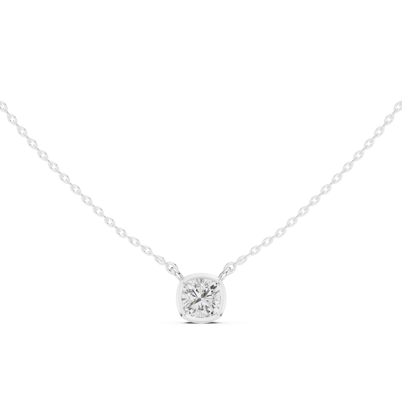 Gold Jewelry, Cushion center stone, White Gold, view 4