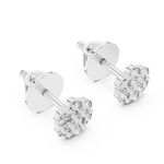 14K Solid Gold Lab Diamond Flower Cluster Earrings, White Gold, view 2