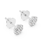 14K Solid Gold Lab Diamond Flower Cluster Earrings, White Gold, view 2