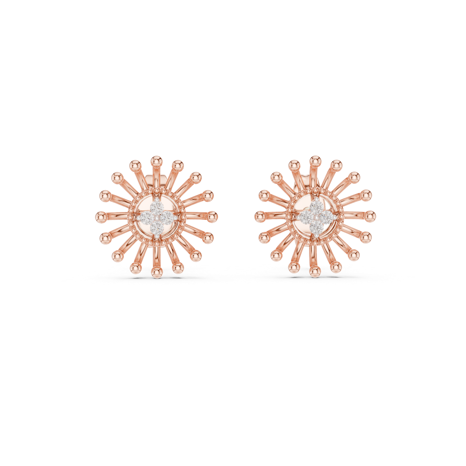 Gold Earrings 12-10007@E, Rose Gold
