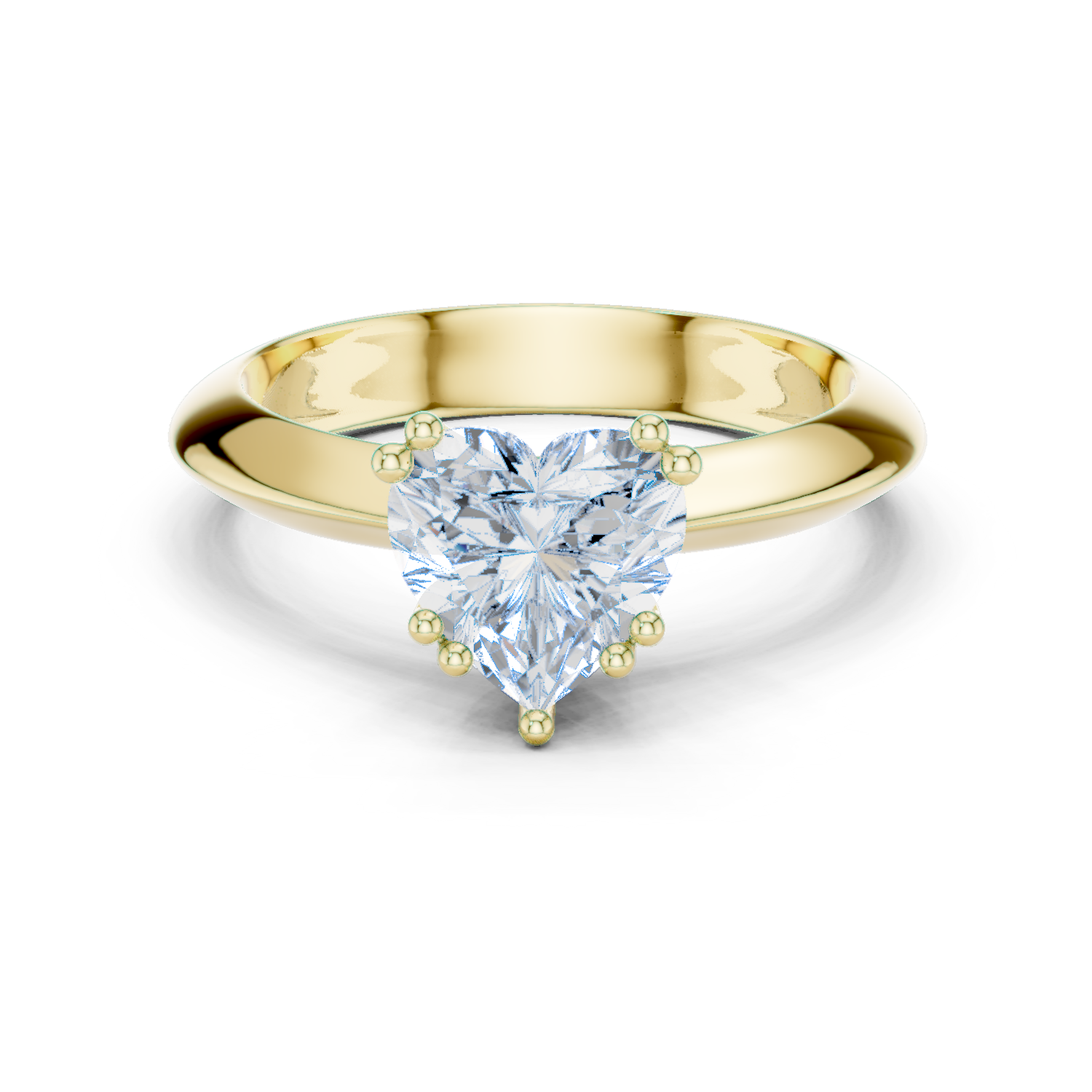 Gold Jewelry L36-8, Heart center stone, Yellow Gold
