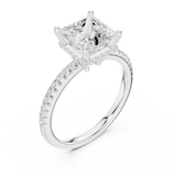 Gold Ring DDLR-177, Princess center stone, White Gold, view 2