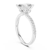 Gold Ring DDLR-256, Radiant center stone, White Gold, view 1