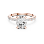 Gold Ring DDLR-040, Oval center stone, Rose Gold, view 4