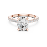 Gold Ring DDLR-040, Oval center stone, Rose Gold, view 4