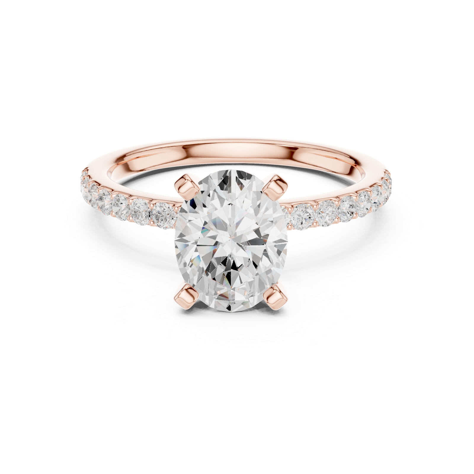 Gold Ring DDLR-040, Oval center stone, Rose Gold, view 4
