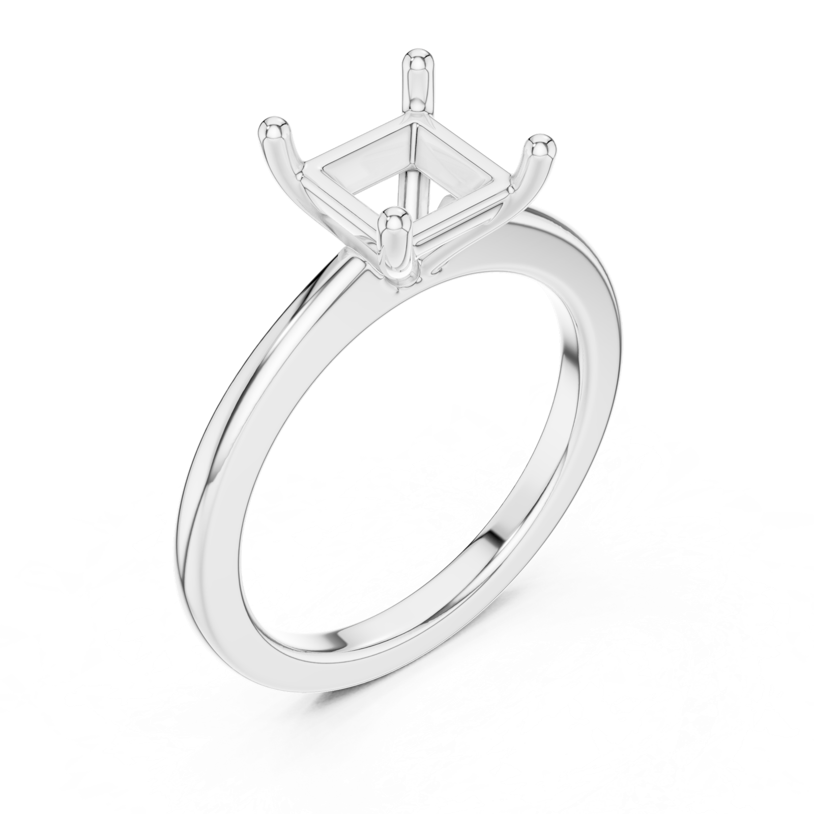 Gold Ring DDLR-032, Princess center stone, White Gold, view 2
