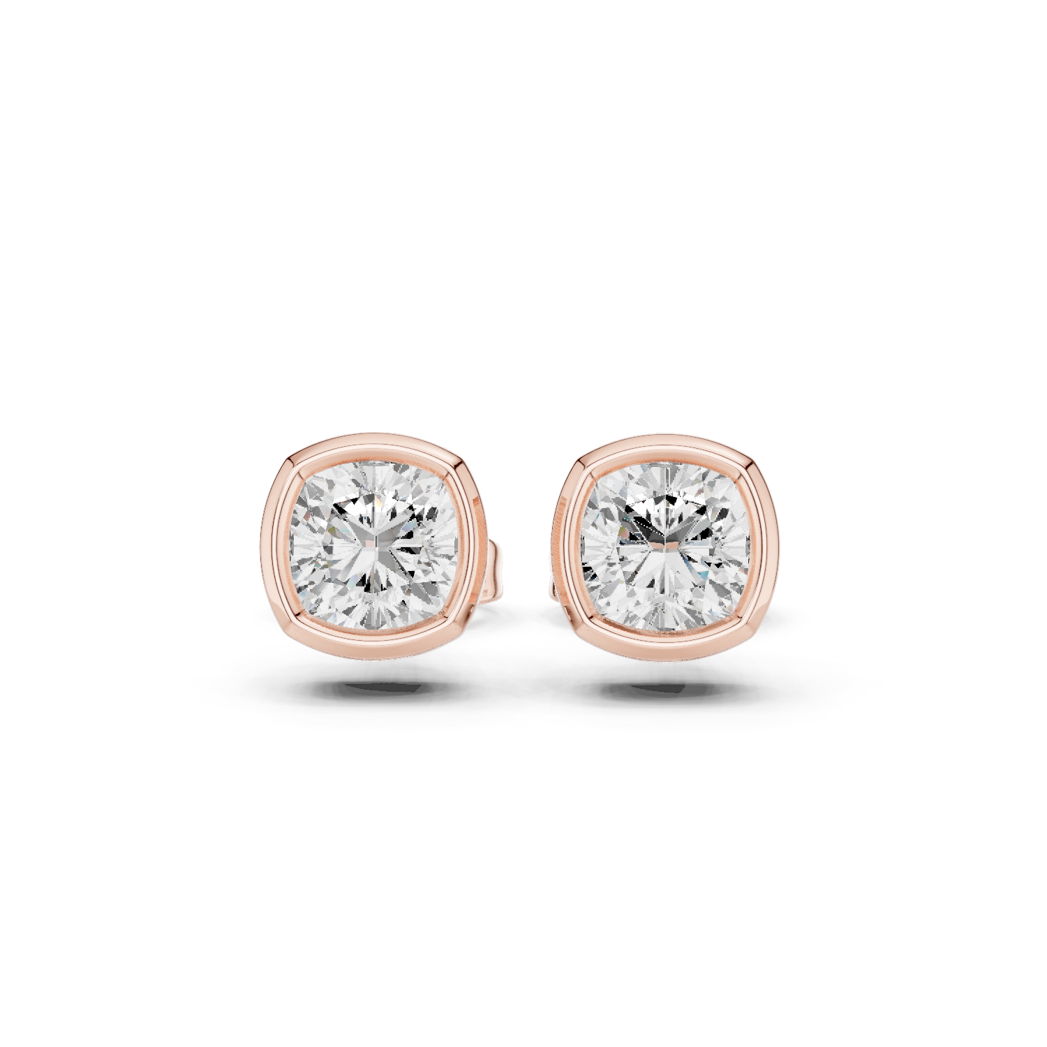 Gold Jewelry, Cushion center stone, Rose Gold
