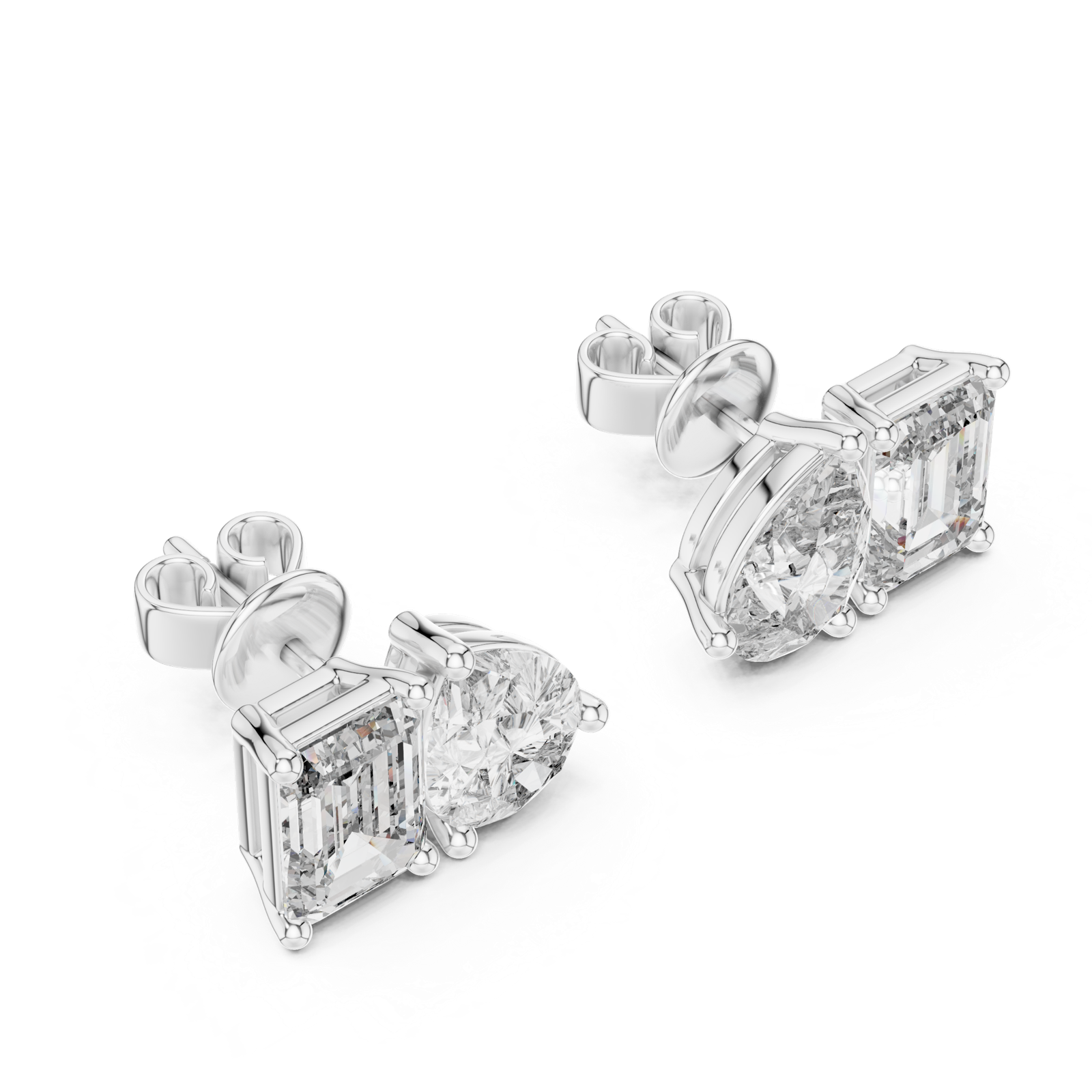 Gold Earrings L02-32, White Gold, view 2