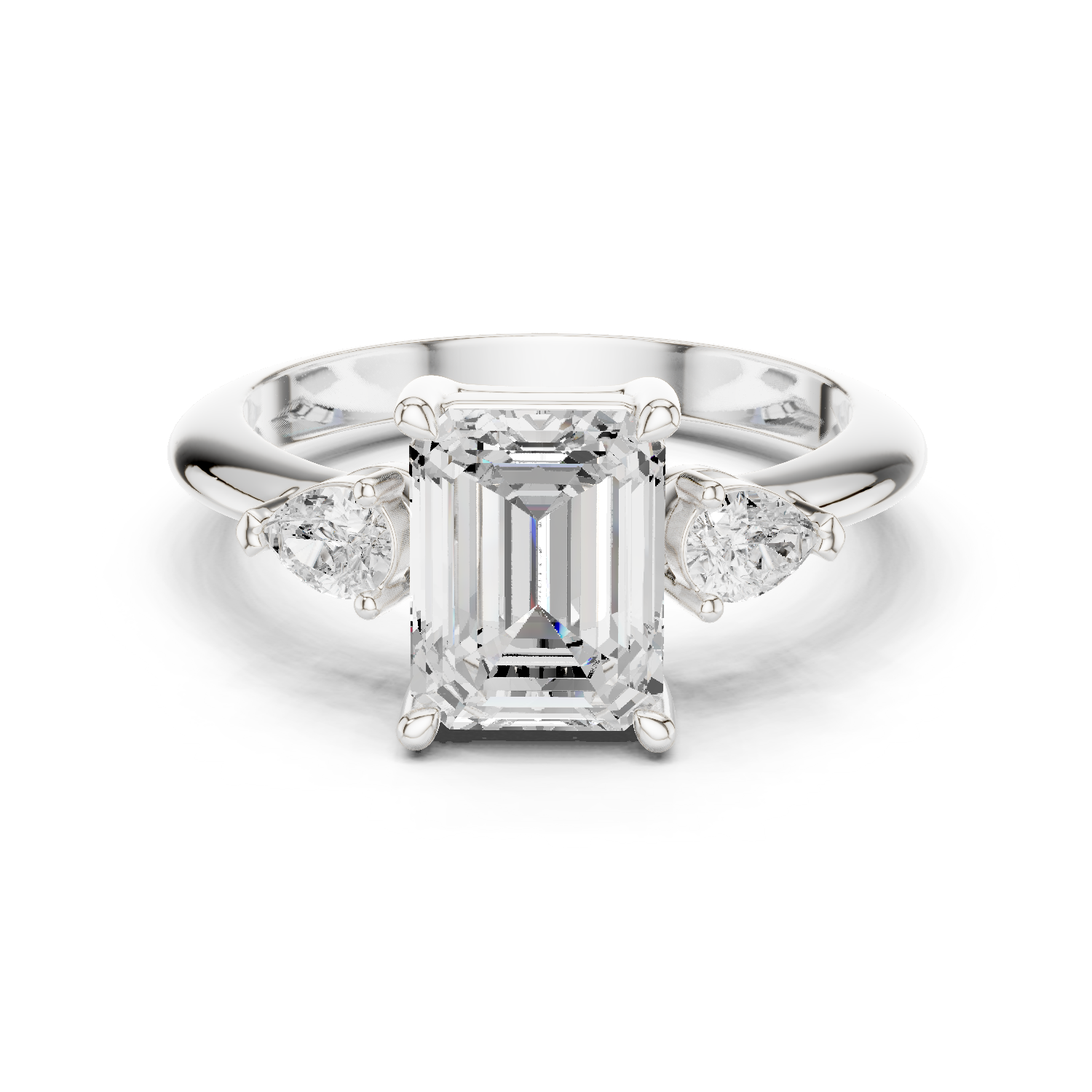 Gold Jewelry, Emerald center stone, White Gold