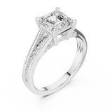 Gold Ring, Asscher center stone, White Gold, view 2