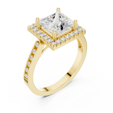 Gold Ring DDLR-349, Princess center stone, Yellow Gold, view 2