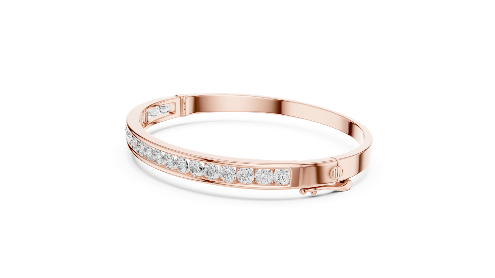 14K Solid Gold Lab Diamond Bracelet, Rose Gold, view 1