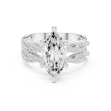 Gold Ring DDLR-300, Marquise center stone, White Gold, view 4