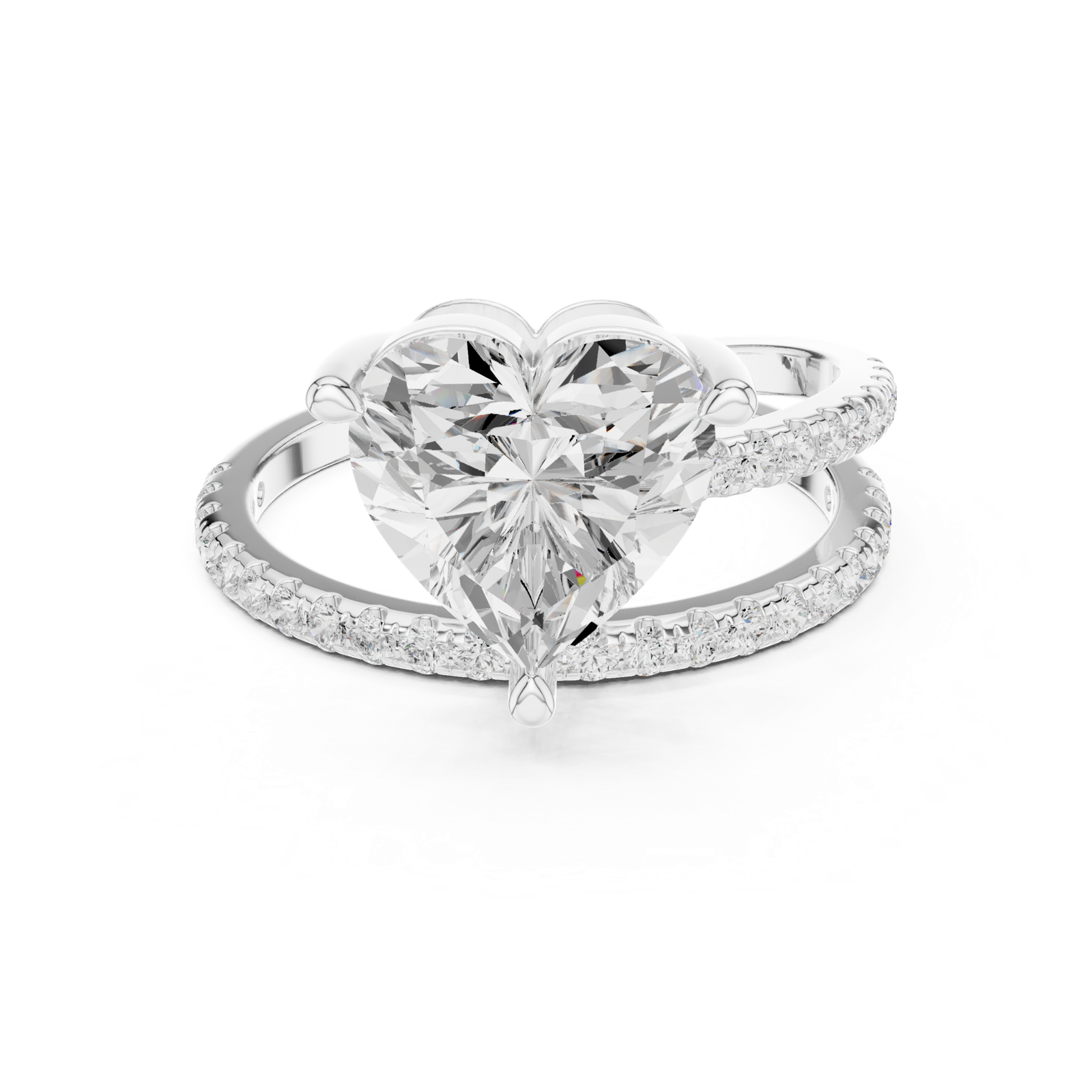 Gold Jewelry L35-39, Heart center stone, White Gold, view 4
