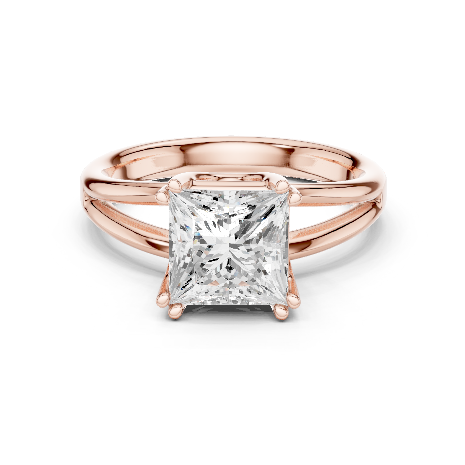 Gold Jewelry L36-7, Princess center stone, Rose Gold
