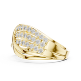 14K Solid Gold Lab Diamond Crossover Ring, Yellow Gold, view 3