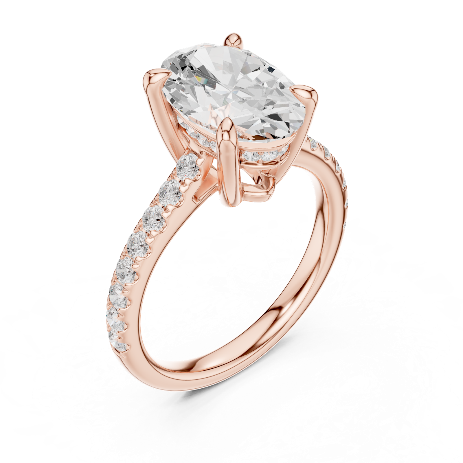Gold Ring DDLR-250, Oval center stone, Rose Gold, view 2